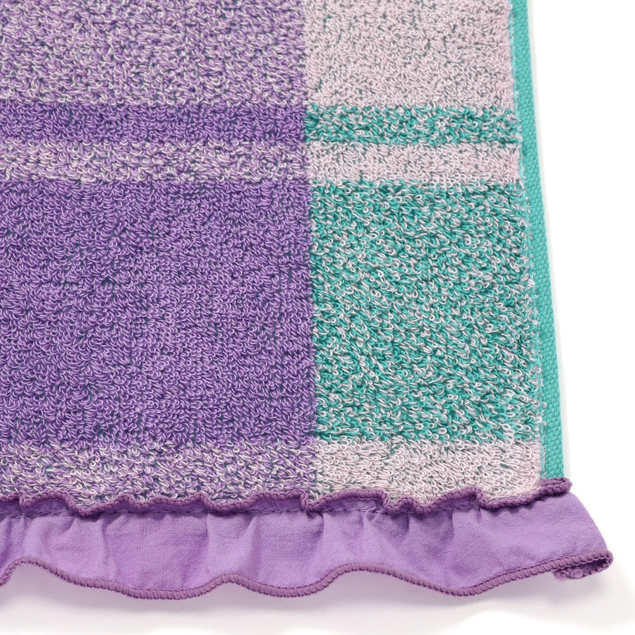 Antibacterial and deodorizing plaid frill bath towel purple x green