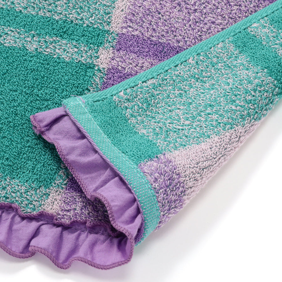 Antibacterial and deodorizing plaid frill bath towel purple x green