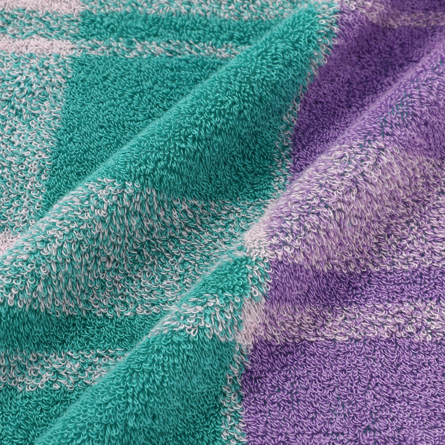 Antibacterial and deodorizing plaid frill bath towel purple x green