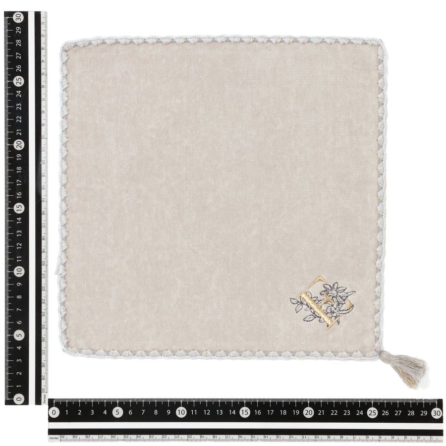 Initial Handkerchief Towel Flower E Light Gray