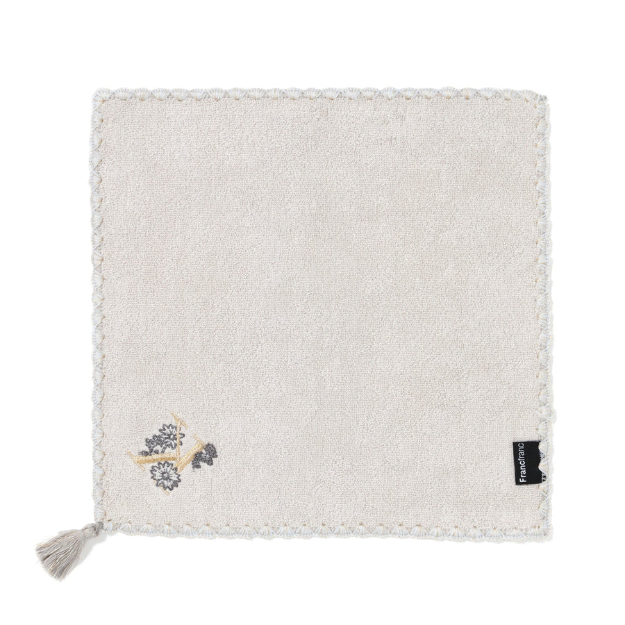 Initial Handkerchief Towel Flower K Light Gray