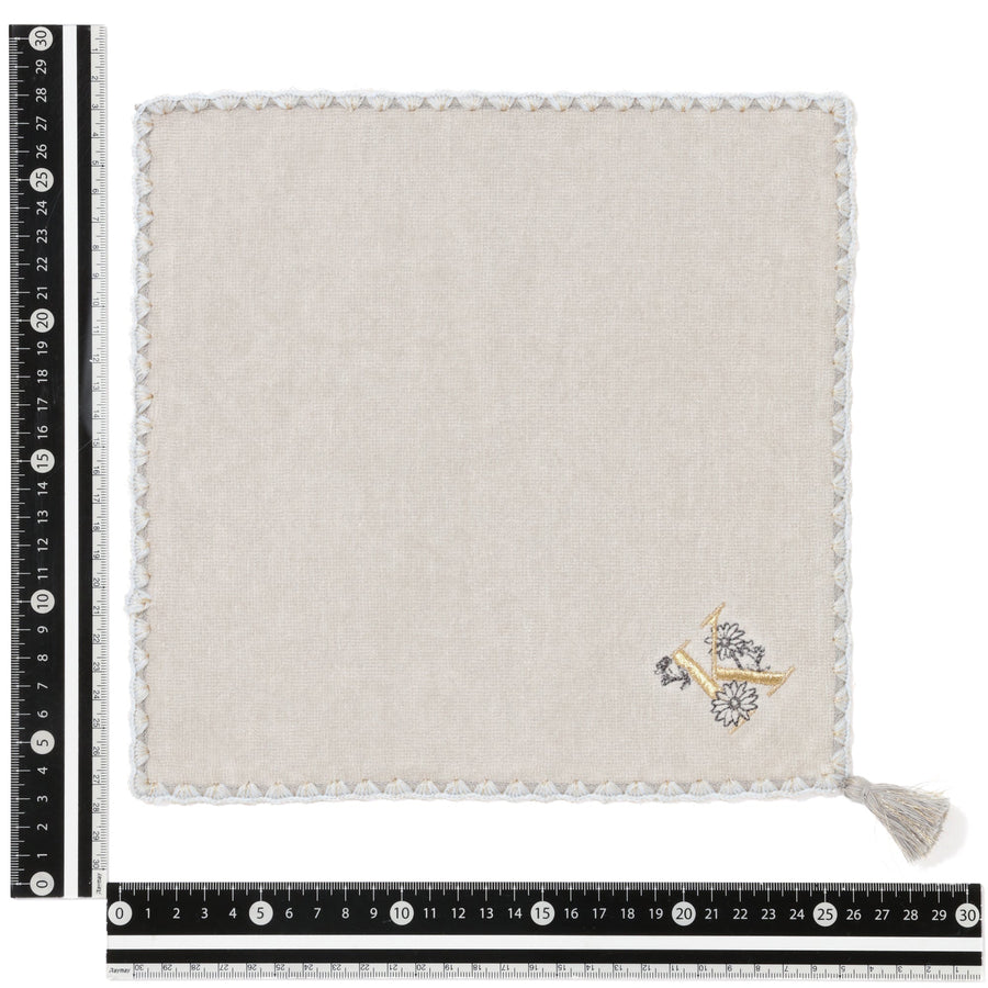 Initial Handkerchief Towel Flower K Light Gray