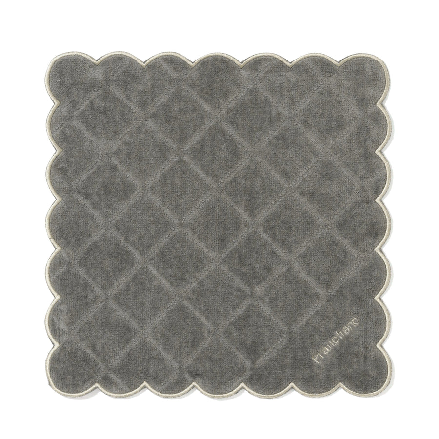 Quilted Scallop Handkerchief Towel, Grey