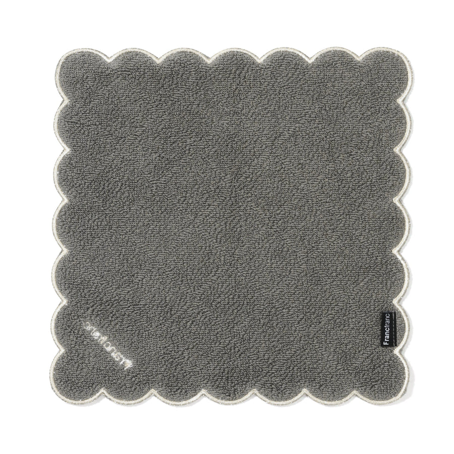 Quilted Scallop Handkerchief Towel, Grey