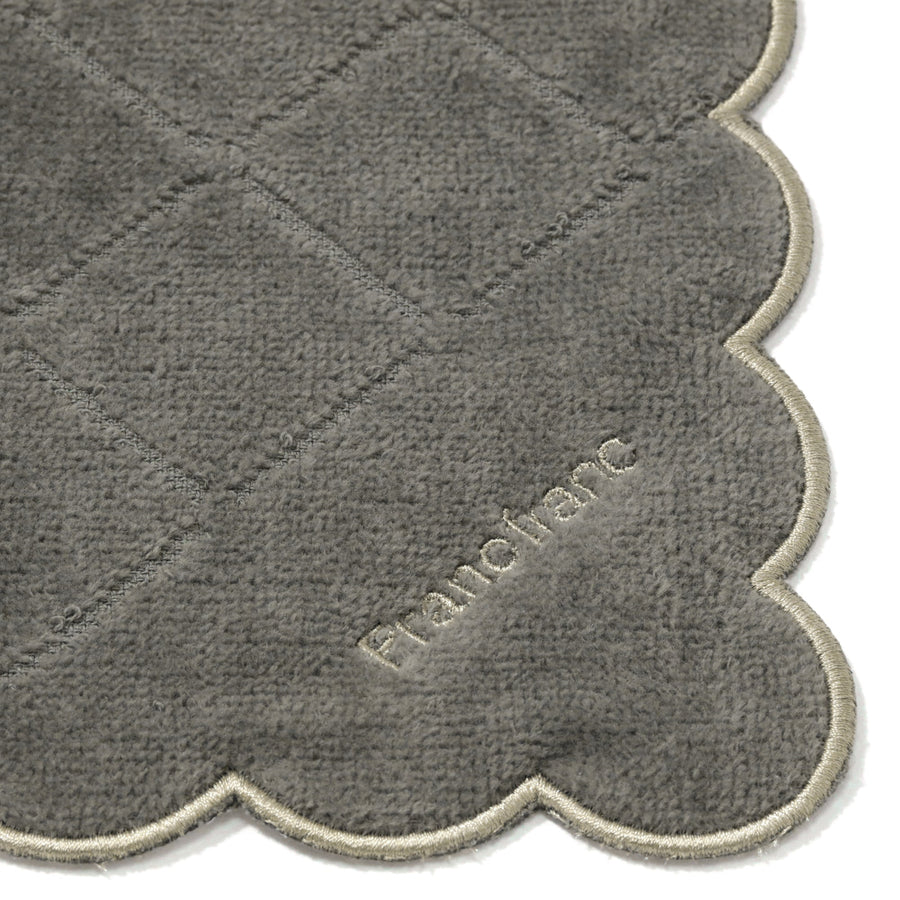 Quilted Scallop Handkerchief Towel, Grey