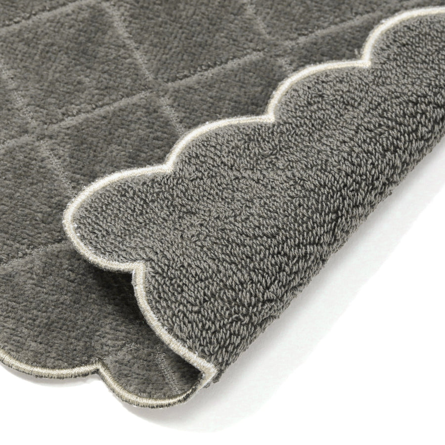 Quilted Scallop Handkerchief Towel, Grey