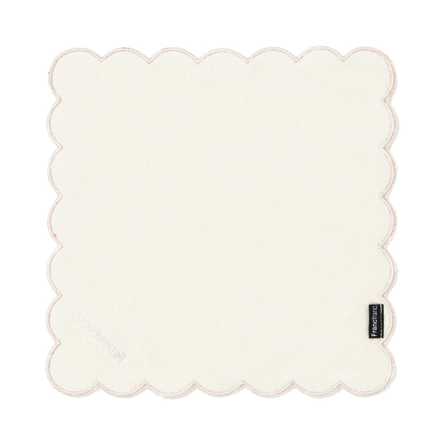 Quilted Scallop Handkerchief Towel, Ivory