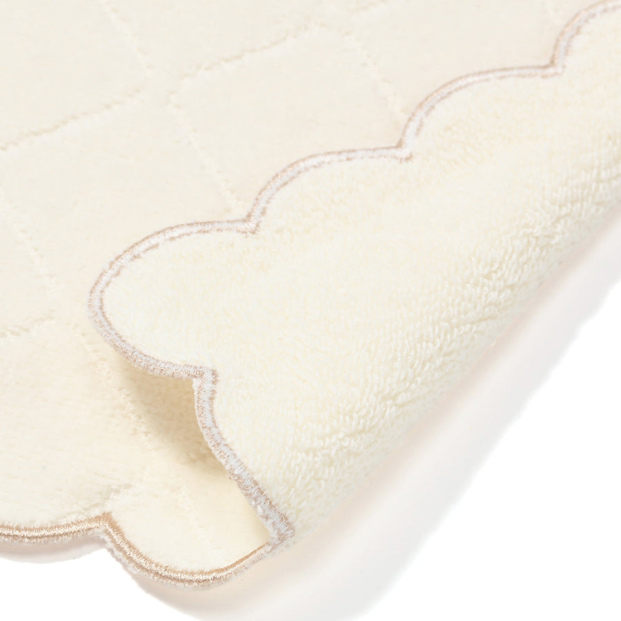 Quilted Scallop Handkerchief Towel, Ivory