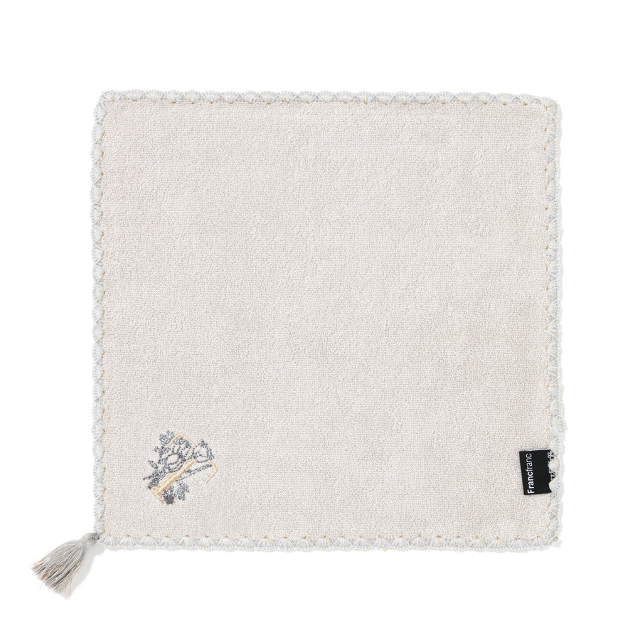 Initial Handkerchief Towel Flower T Light Grey