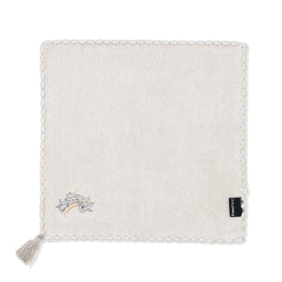 Initial Handkerchief Towel Flower Y Light Gray