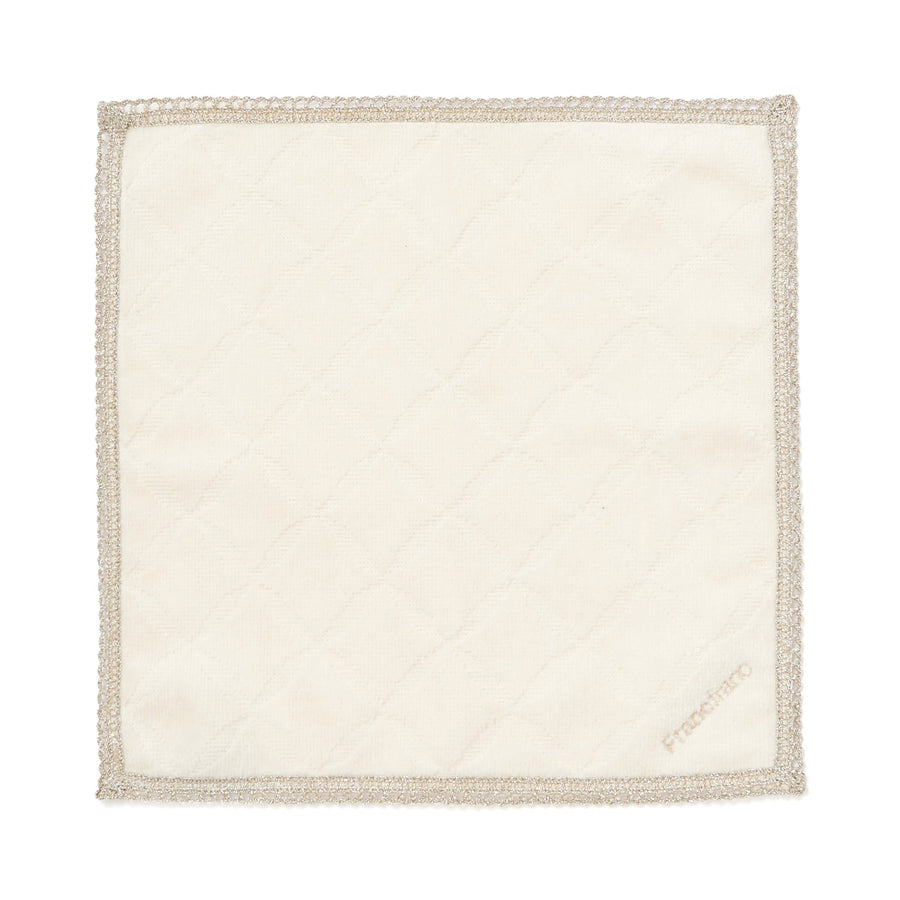 キルト×レース ハンカチタオル アイボリー