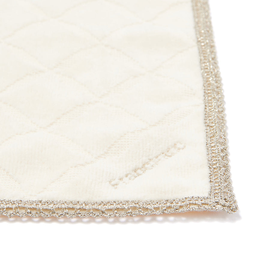 キルト×レース ハンカチタオル アイボリー