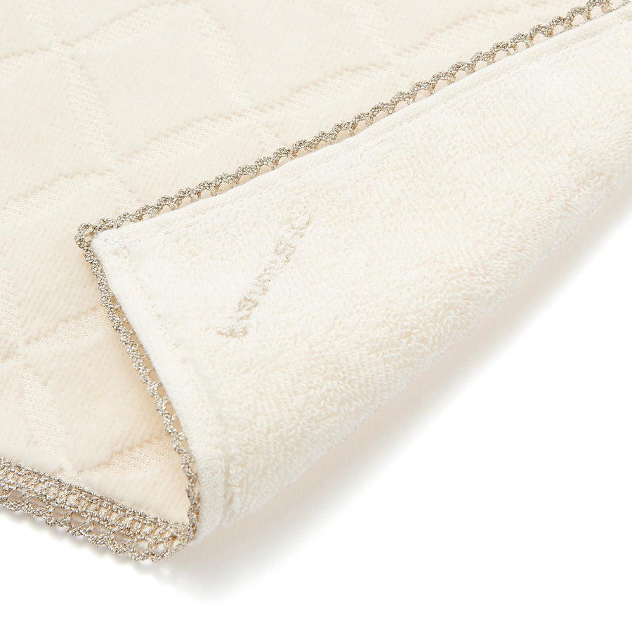 キルト×レース ハンカチタオル アイボリー