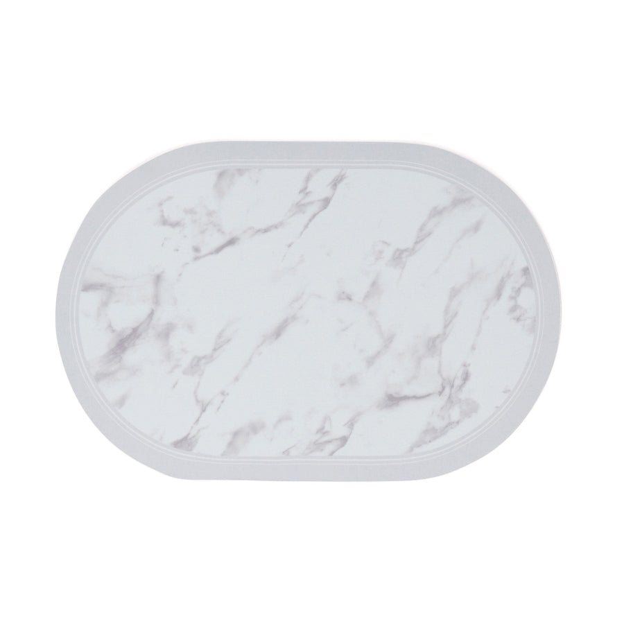 Diatomaceous Earth Soft Bath Mat, Oval, Marble, Grey