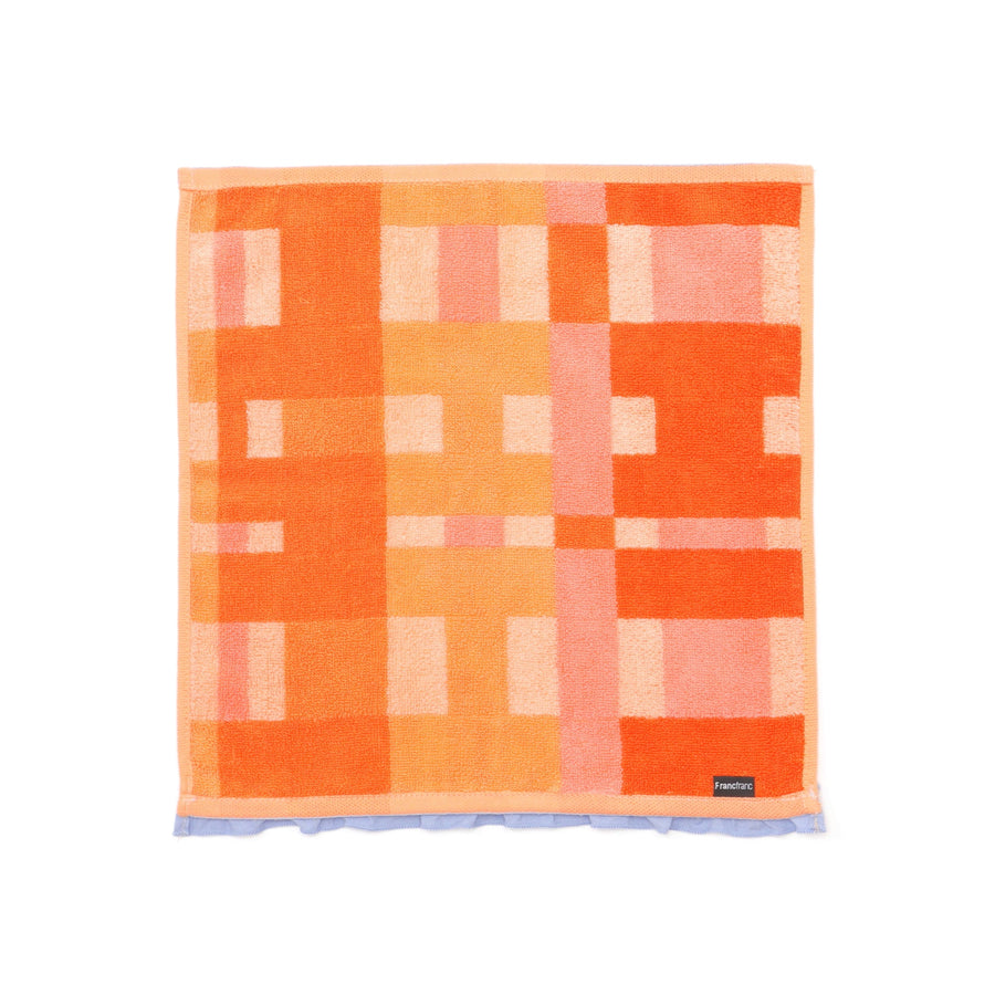 Antibacterial and deodorant checked wash towel, orange