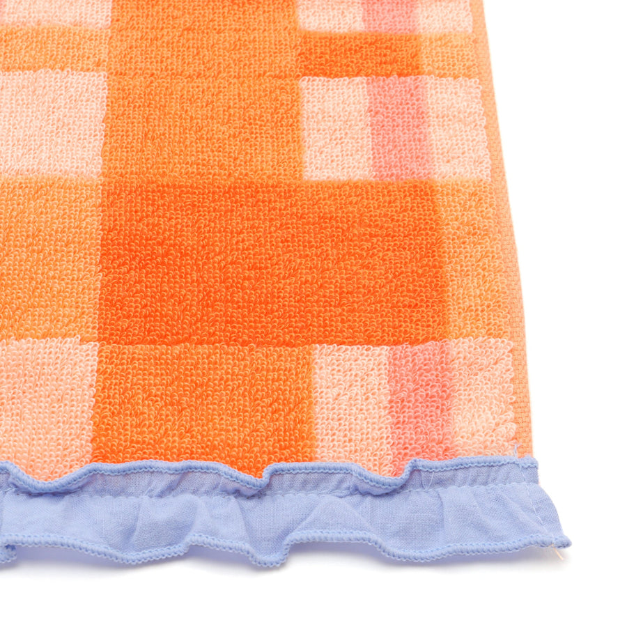 Antibacterial and deodorant checked wash towel, orange