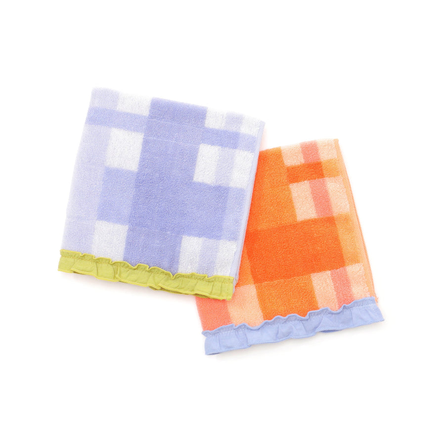 Antibacterial and deodorant checked wash towel, orange