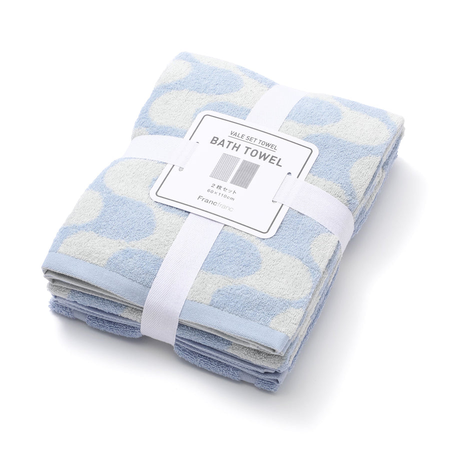ヴァレ セットバスタオル ウェーブ ブルー【2024夏モデル】