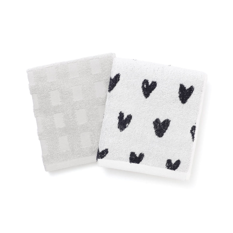 ヴァレ セットフェイスタオル ハート ホワイト【2024夏モデル】
