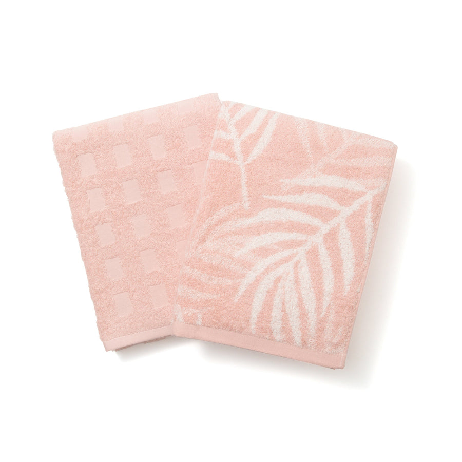 Vale Set Bath Towel Palm Tree Pink