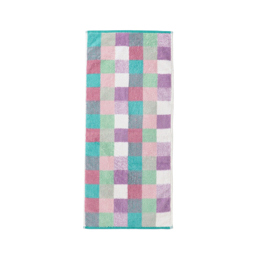 抗菌防臭ミックスチェック フェイスタオル グリーン