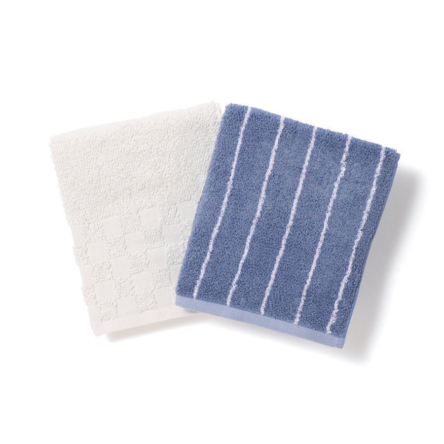 抗菌防臭コットン＆バンブーレーヨンセットタオル フェイス ブルー