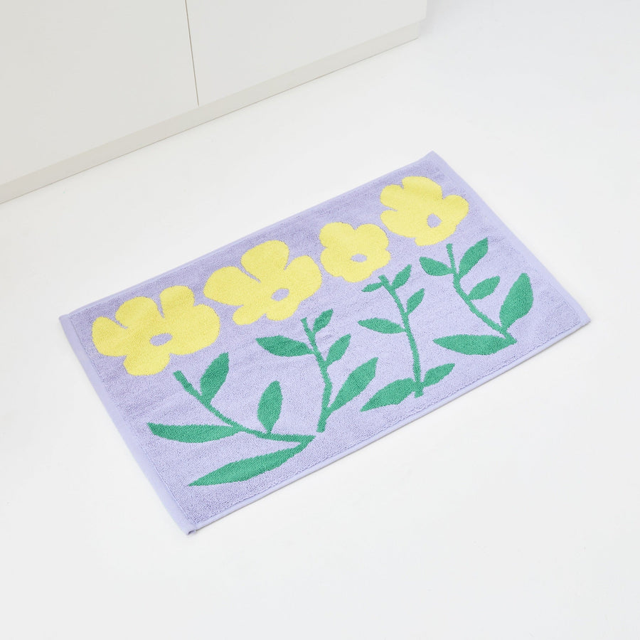 抗菌防臭タオルマット フラワー パープル