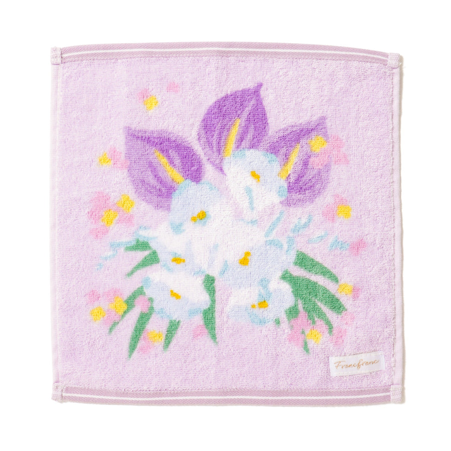 バロット抗菌防臭ハンカチ フラワー パープル