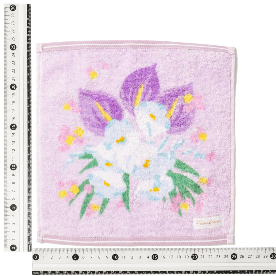 バロット抗菌防臭ハンカチ フラワー パープル