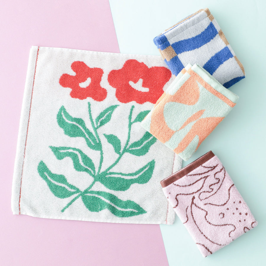 抗菌防臭 アート ウォッシュタオル フラワー