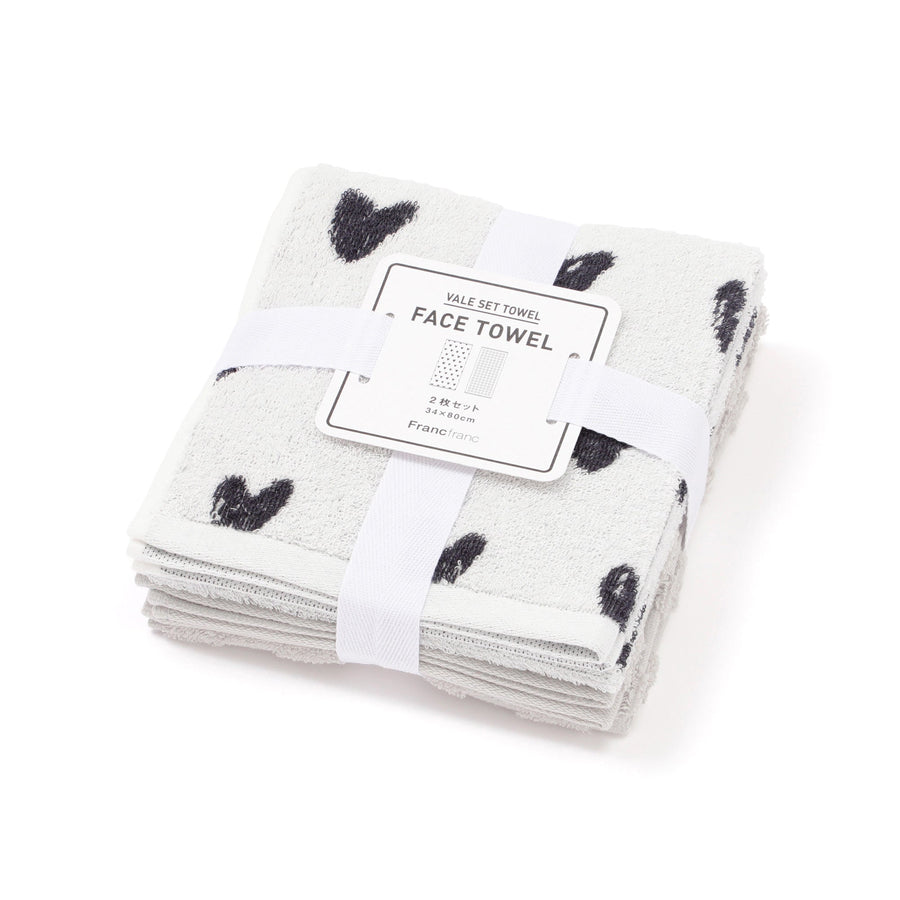 ヴァレセットフェイスタオル ハート ホワイト