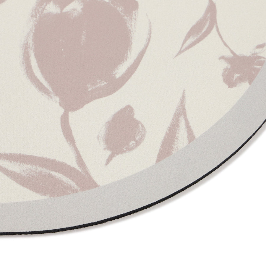 珪藻土入りソフトバスマット 楕円形 ビッグフラワー ベージュ