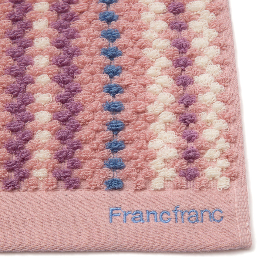 抗菌防臭コージージャカード フェイスタオル ピンク