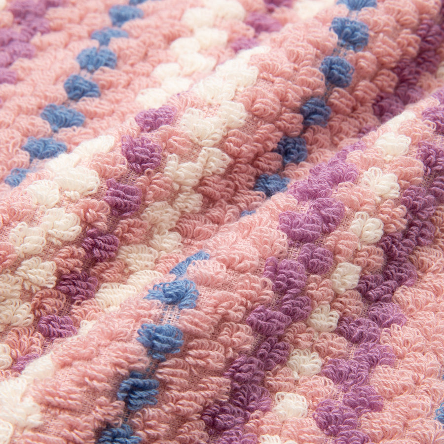 抗菌防臭コージージャカード フェイスタオル ピンク