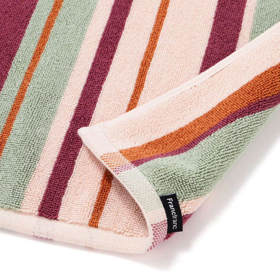 抗菌防臭タオルマット ランダムストライプ ブラウン