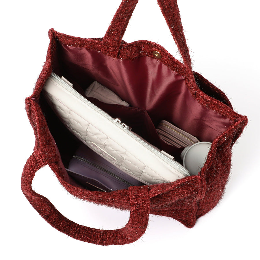 ロゴトート ツイード M レッド