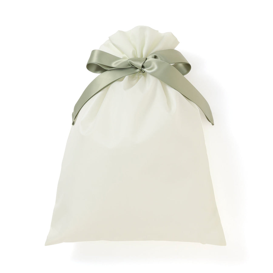 バイカラーサテン トラベルバッグ ミント×アイボリー