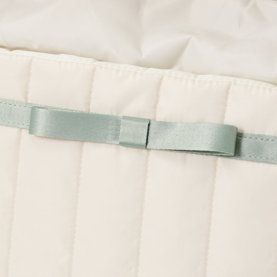 バイカラーサテン トラベルバッグ ミント×アイボリー