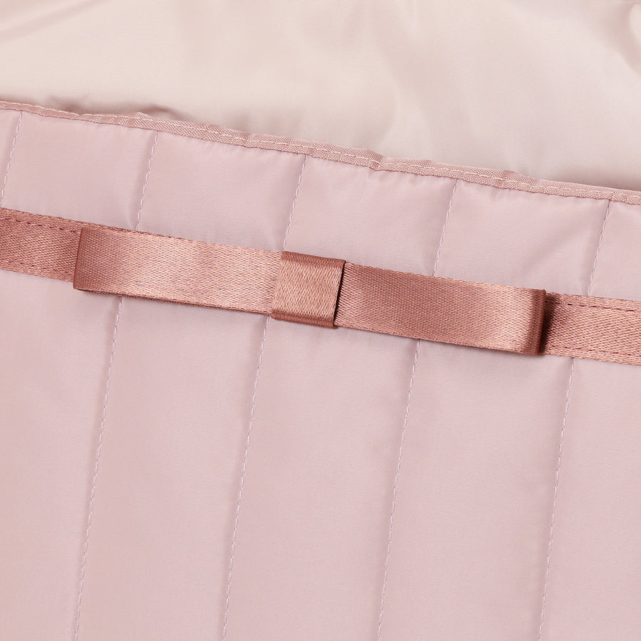 バイカラーサテン トラベルバッグ ピンク×ブラウン