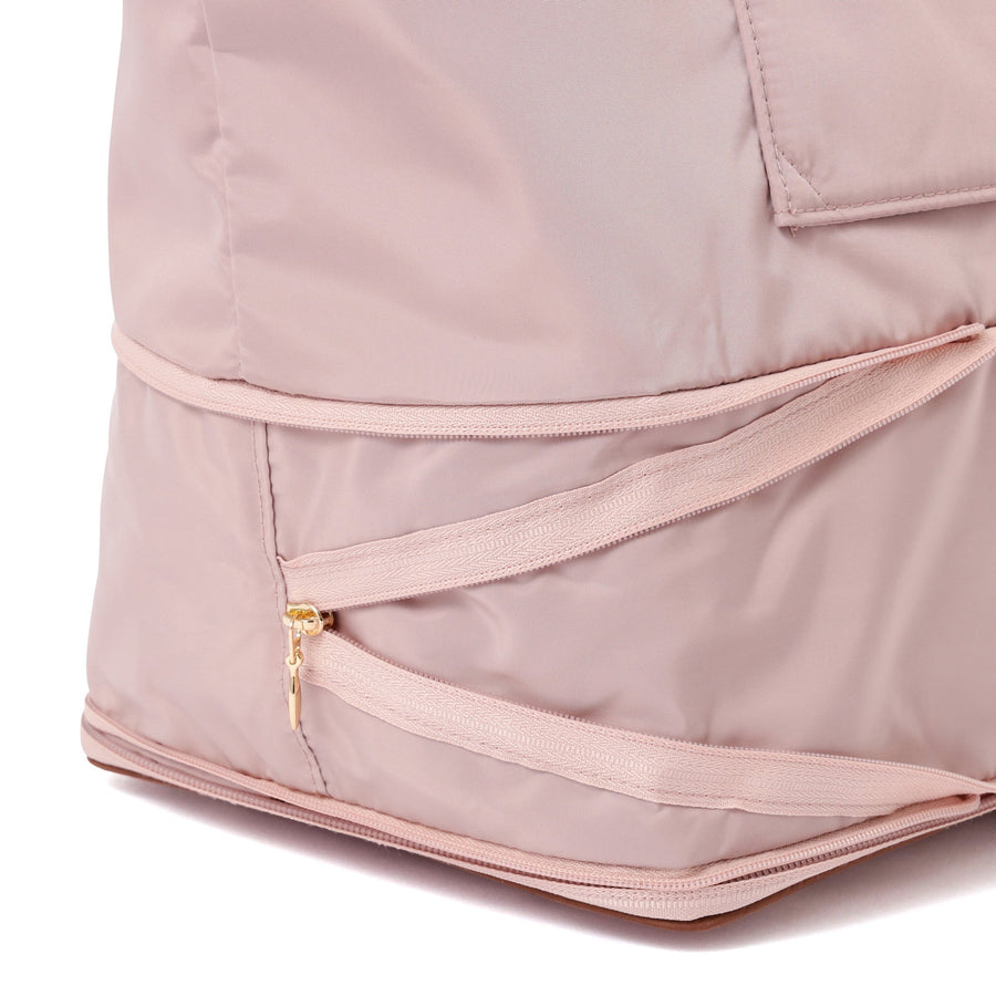 バイカラーサテン 2WAY キャリーオントート ピンク×ブラウン