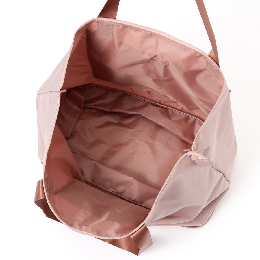 バイカラーサテン 2WAY キャリーオントート ピンク×ブラウン