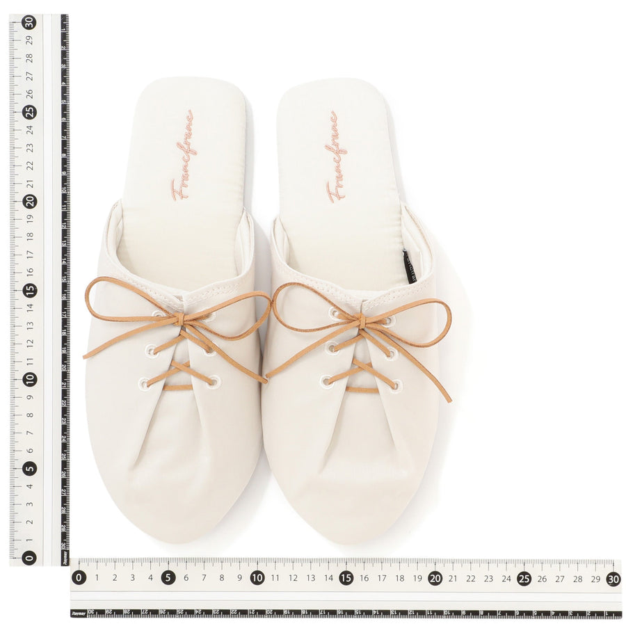 サテンレースアップ ルームシューズ アイボリー
