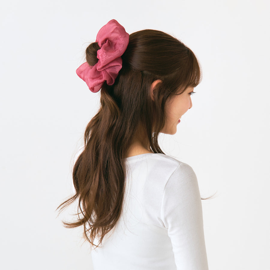 オーガンジー ビッグシュシュ レッド