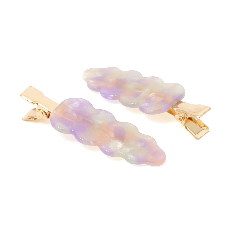 前髪クリップ ウェーブ ライトパープル