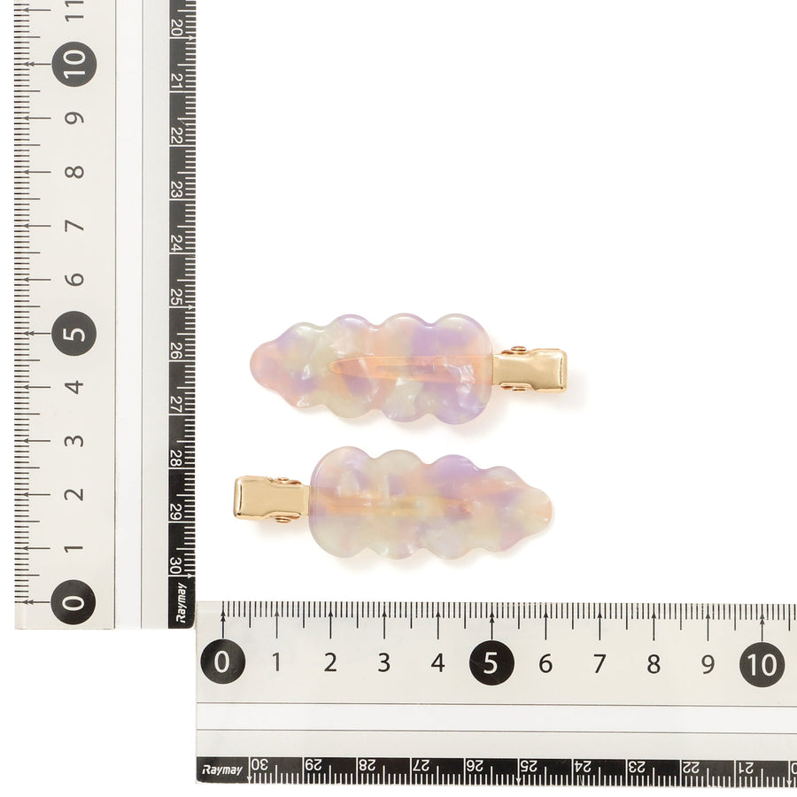 前髪クリップ ウェーブ ライトパープル