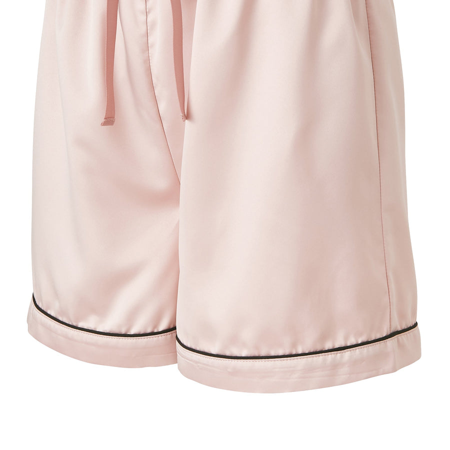 ヒアルロン酸加工ロゴ刺繍 半袖半ズボンパジャマ ピンク