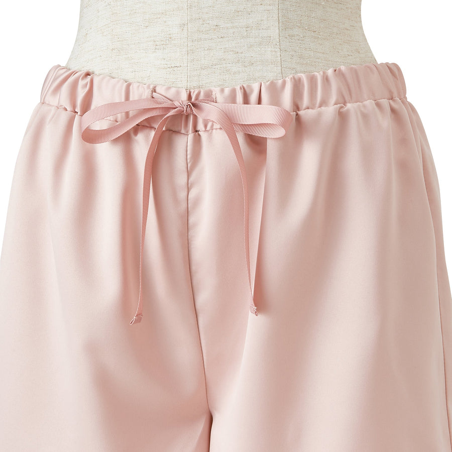 ヒアルロン酸加工ロゴ刺繍 半袖半ズボンパジャマ ピンク