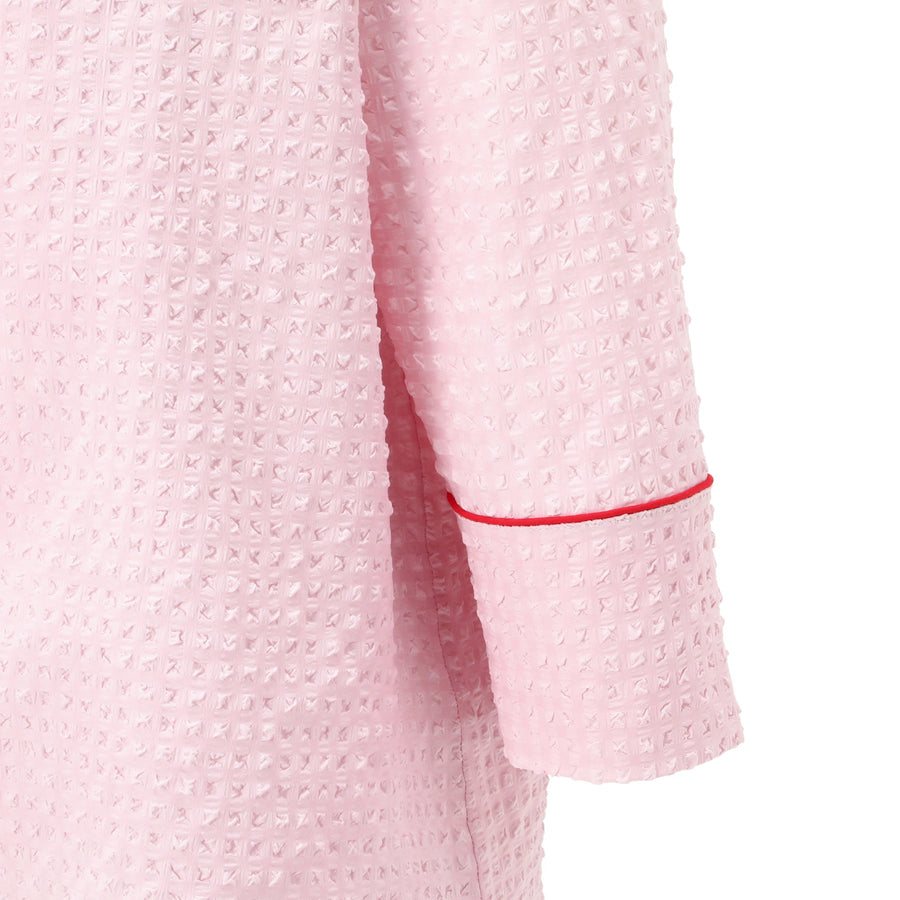 ロゴ刺繍 チェックジャガードパジャマ ピンク