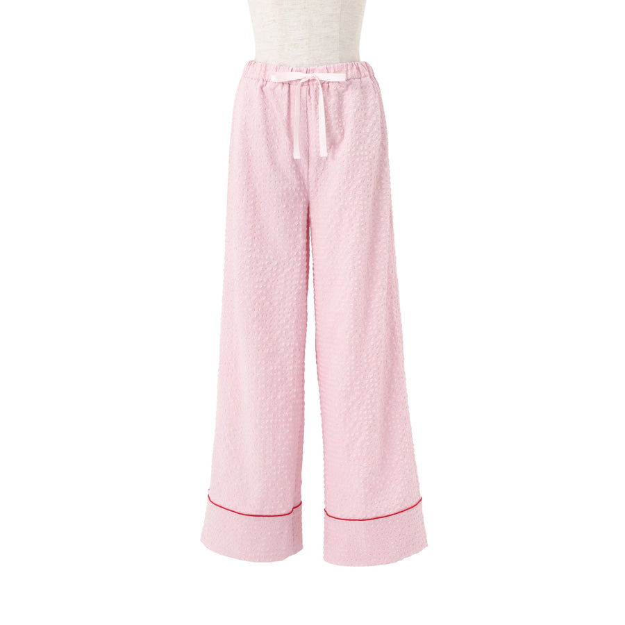 ロゴ刺繍 チェックジャガードパジャマ ピンク