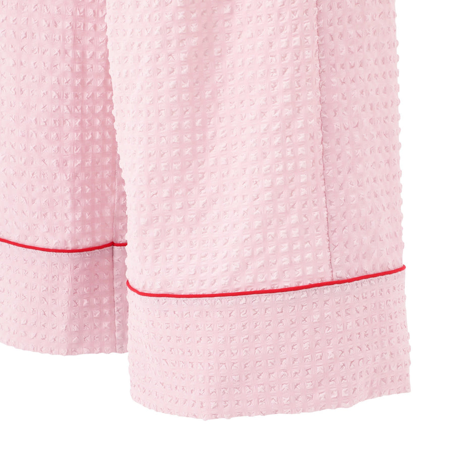 ロゴ刺繍 チェックジャガードパジャマ ピンク